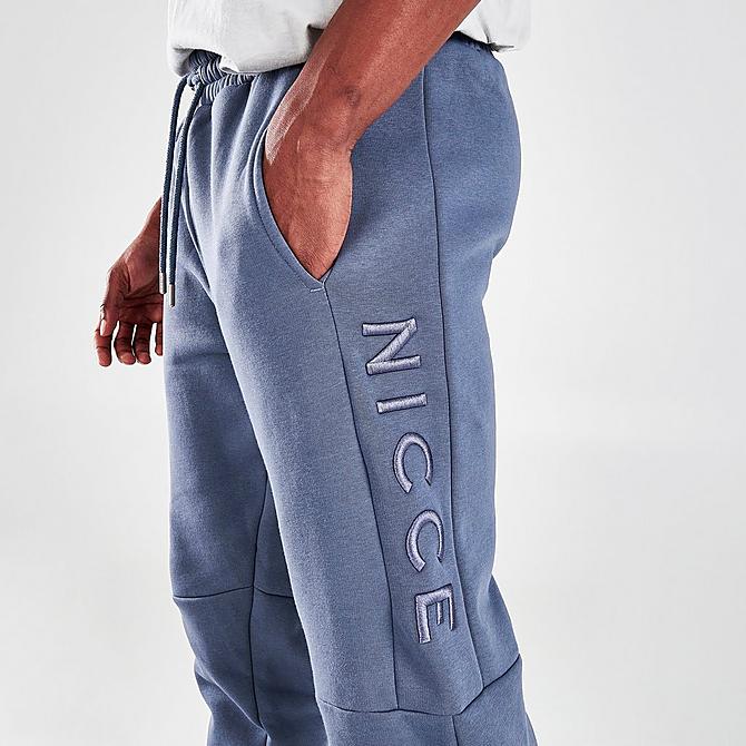 On Model 6 view of Men's NICCE Mercury Jogger Pants in Blue Click to zoom