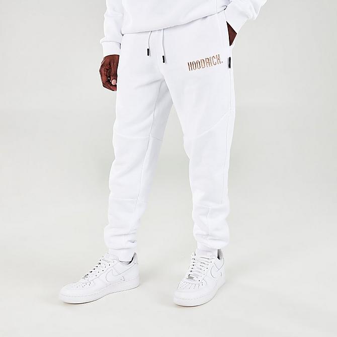 Front Three Quarter view of Men's Hoodrich Chromatic Jogger Pants in White/Gold Click to zoom