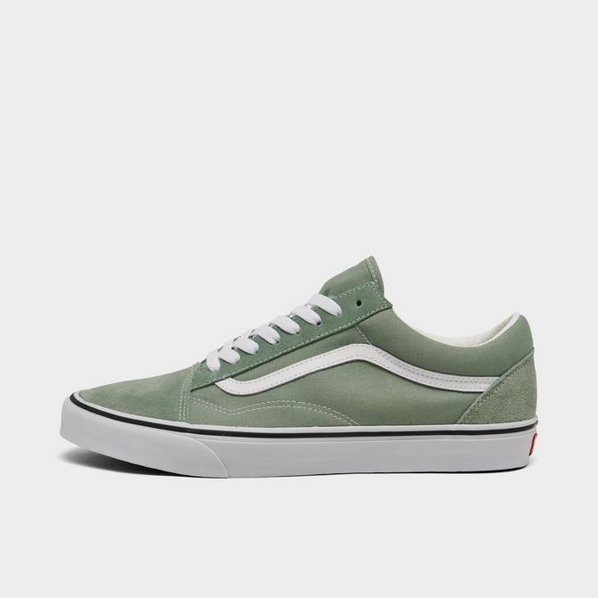 White old skool outlet vans with green stripe