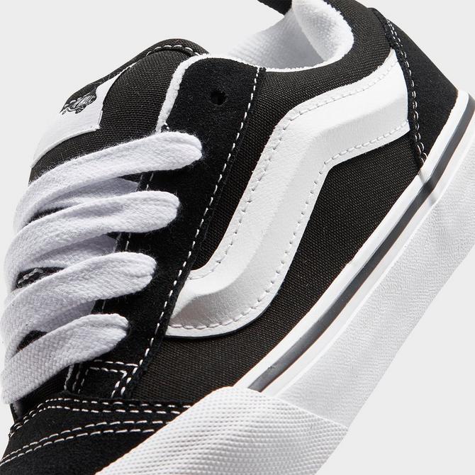 Front view of Little Kids' Vans Knu Skool Casual Shoes in Black/White Click to zoom