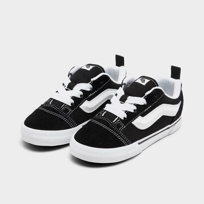 Three Quarter view of Kids' Toddler Vans Knu Skool Casual Shoes in Black/White Click to zoom