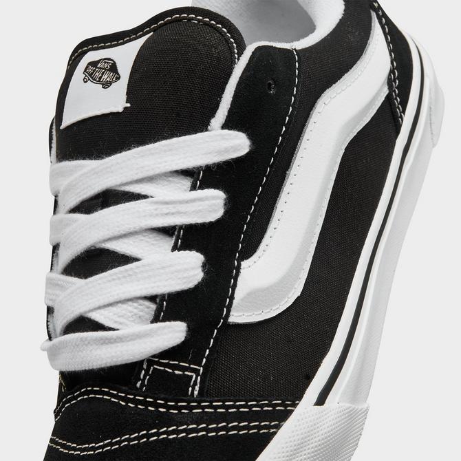 Front view of Big Kids' Vans Knu Skool Casual Shoes in Black/White Click to zoom