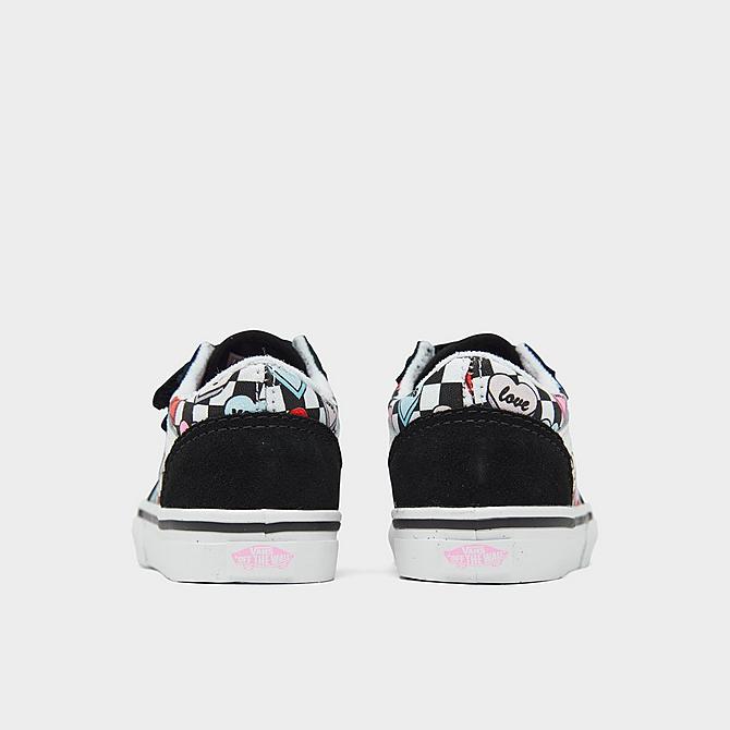 Left view of Girls' Toddler Vans Old Skool Hook-and-Loop Casual Shoes in Black/White/Multi Click to zoom