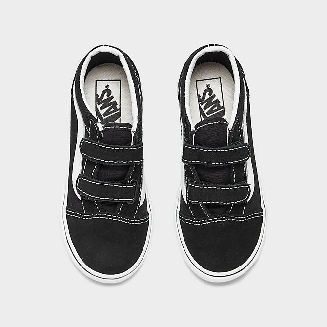 Back view of Kids' Toddler Vans Old Skool Hook-and-Loop Casual Shoes in Black/White Click to zoom
