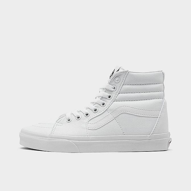 Right view of Women's Vans Sk8-Hi Casual Shoes in White/White Click to zoom