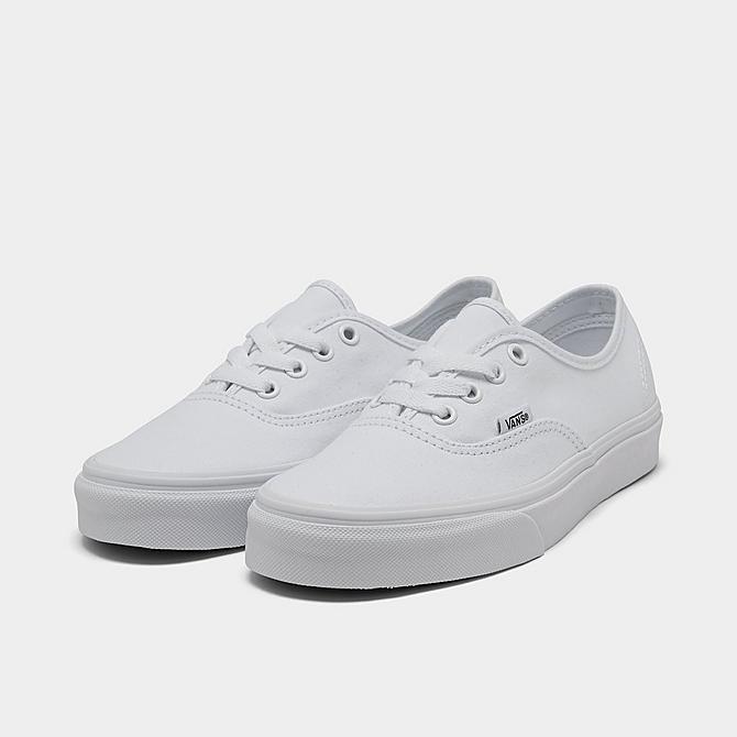 Three Quarter view of Women's Vans Authentic Casual Shoes in White/White Click to zoom