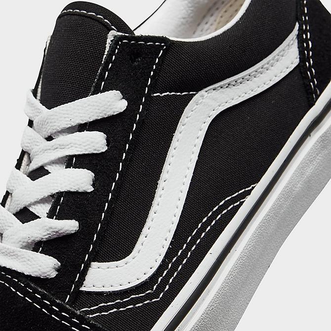 Front view of Little Kids' Vans Old Skool Casual Shoes in Black/White Click to zoom