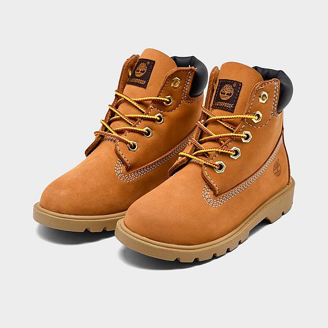 Three Quarter view of Kids' Toddler Timberland 6 Inch Classic Boots in Wheat Click to zoom