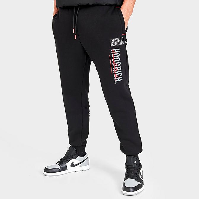 Front view of Men's Hoodrich OG Blend Graphic Print Jogger Pants in Black/Iron Gate/Lychee Click to zoom
