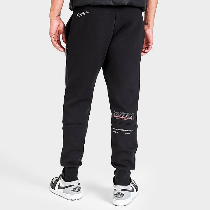 Back Left view of Men's Hoodrich OG Blend Graphic Print Jogger Pants in Black/Iron Gate/Lychee Click to zoom
