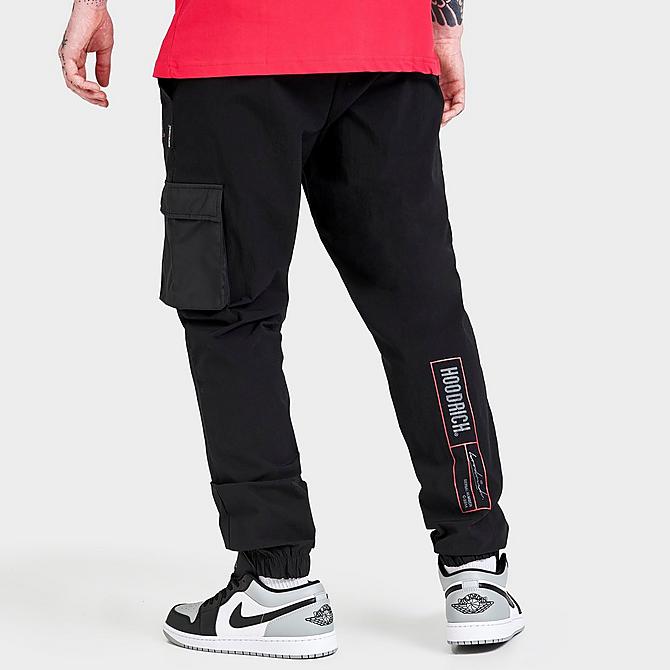 Back Right view of Men's Hoodrich OG Fatal Woven Track Pants in Black/Irongate/Lychee Click to zoom