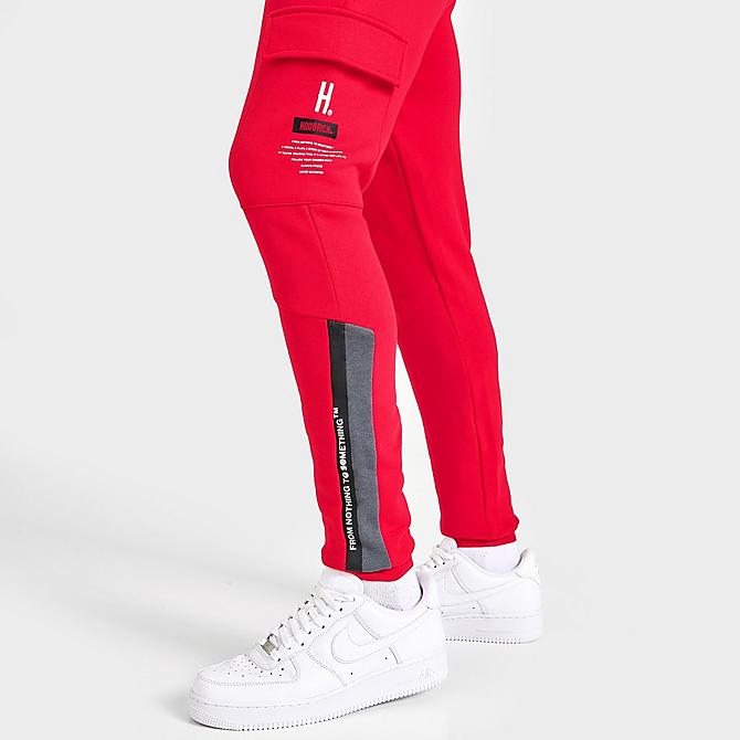 On Model 6 view of Men's Hoodrich OG Rosco Cargo Jogger Pants in Lychee/Irongate/White Click to zoom