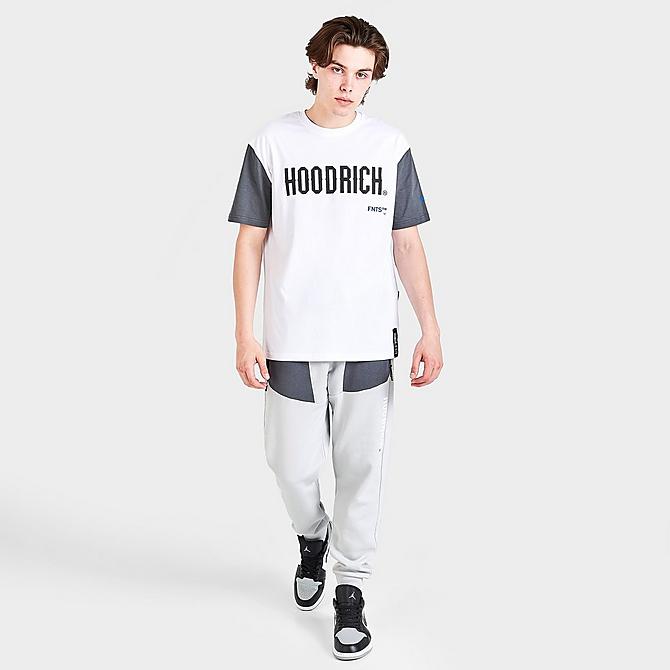 Front Three Quarter view of Men's Hoodrich OG Levelz Graphic Print Short-Sleeve T-Shirt in White/Irongate/Black/Strong Blue Click to zoom