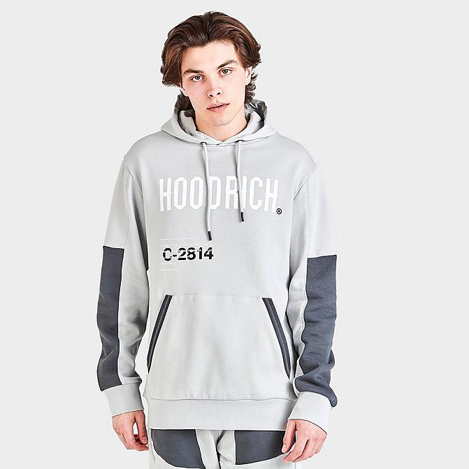 Front view of Men's Hoodrich OG Aspire Graphic Print Pullover Hoodie in Oyster/Irongate/White Click to zoom