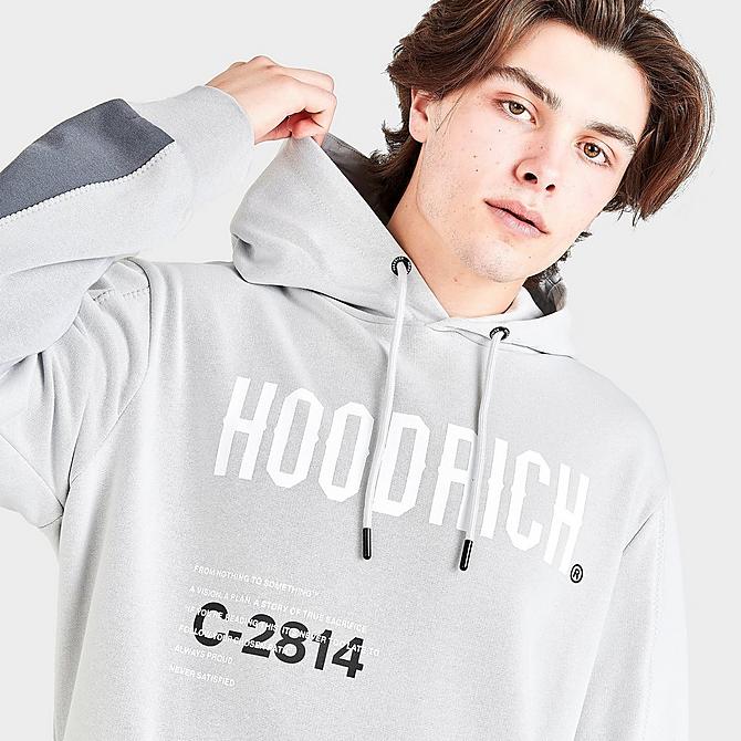 Back Right view of Men's Hoodrich OG Aspire Graphic Print Pullover Hoodie in Oyster/Irongate/White Click to zoom