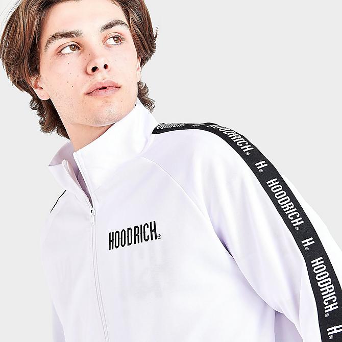 On Model 5 view of Men's Hoodrich OG Kraze Track Jacket in White/Black/Lychee Click to zoom