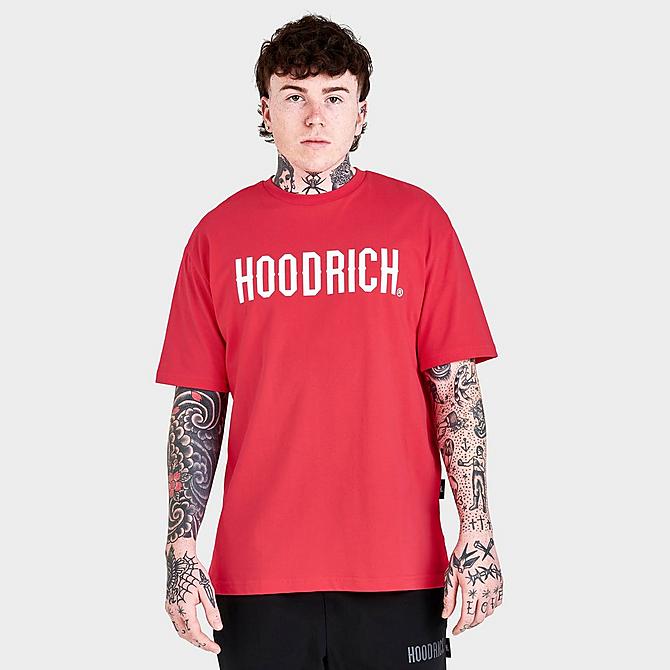 Back Left view of Men's Hoodrich Standalone Graphic Print Short-Sleeve T-Shirt in Lychee/White/Black Click to zoom