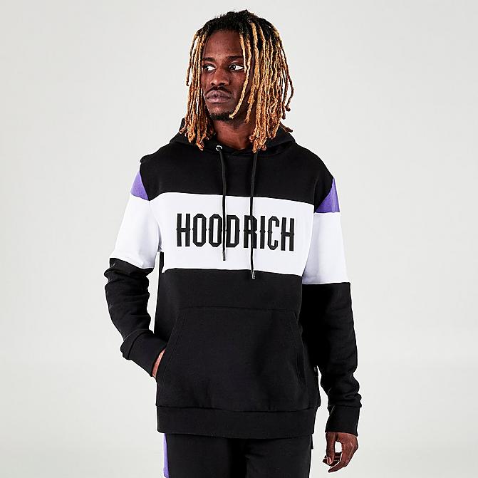 Front view of Men's Hoodrich Oxen Pullover Hoodie in Black/White/Purple Click to zoom