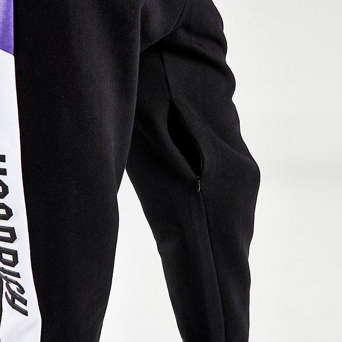 On Model 6 view of Men's Hoodrich Oxen Jogger Pants in Black/White/Purple Click to zoom