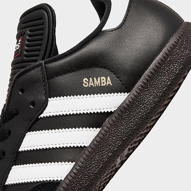 Front view of Men's adidas Originals Samba Leather Casual Shoes in Black/White/Metallic Gold Click to zoom