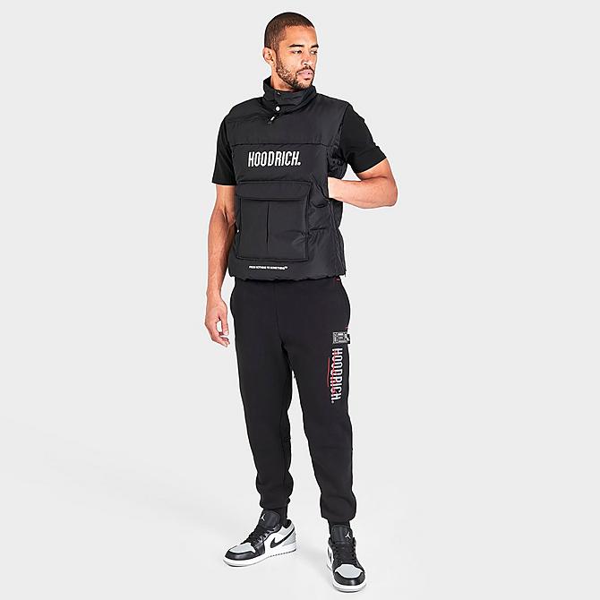 Front Three Quarter view of Men's Hoodrich Astro V2 Full-Zip Insulated Vest in Black/White Click to zoom