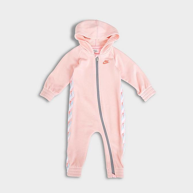 [angle] view of Girls' Infant Nike BFF Full-Zip Coverall Onesie in Arctic Punch Click to zoom