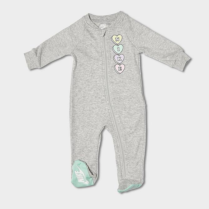 Right view of Infant Nike Footed Coverall in Grey Heather Click to zoom