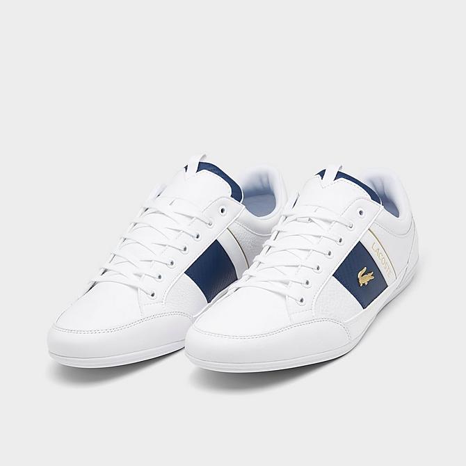 Three Quarter view of Men's Lacoste Chaymon 120 Casual Shoes in White/Navy Click to zoom