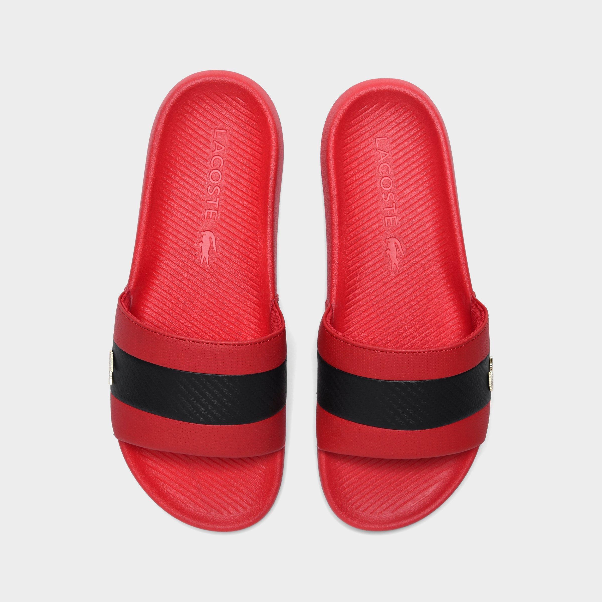lacoste slippers red