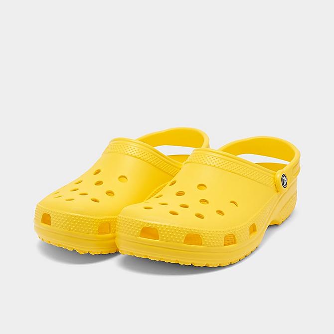 Three Quarter view of Unisex Crocs Classic Clog Shoes (Men's Sizing) in Lemon Click to zoom