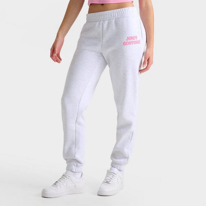 [angle] view of Women's Juicy Couture Wave Fleece Jogger Pants in Heather/Pink Click to zoom