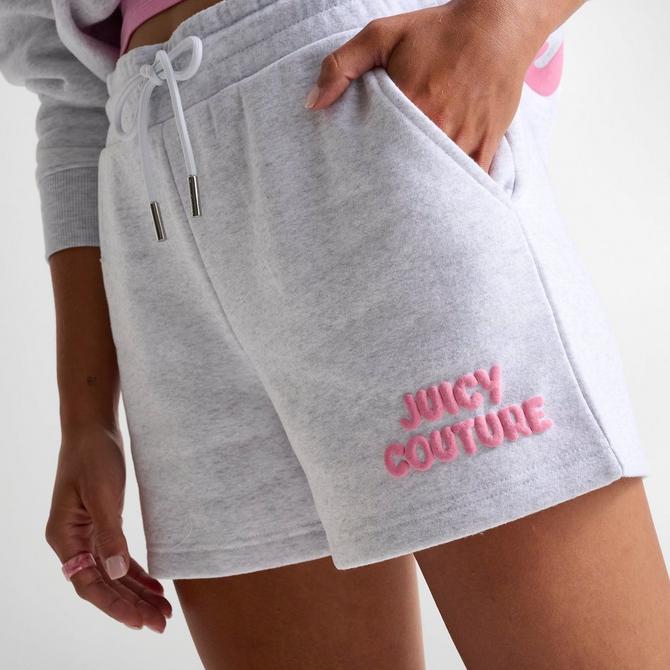 [angle] view of Women's Juicy Couture Wave Fleece Shorts in Heather/Pink Click to zoom