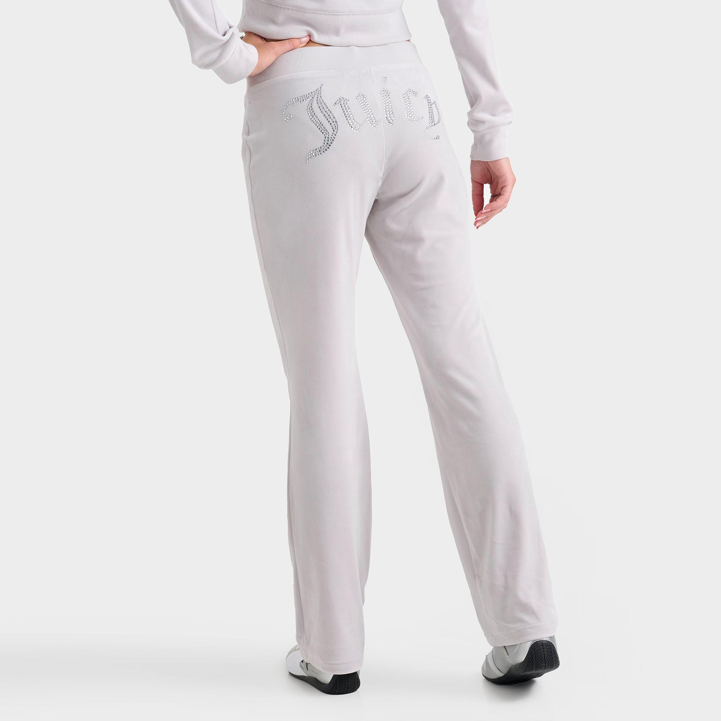 【Juicy Couture】 OG BIG BLING VELOUR Track Pants WHITE Women's Juicy Couture OG Big Bling Velour Track Pants