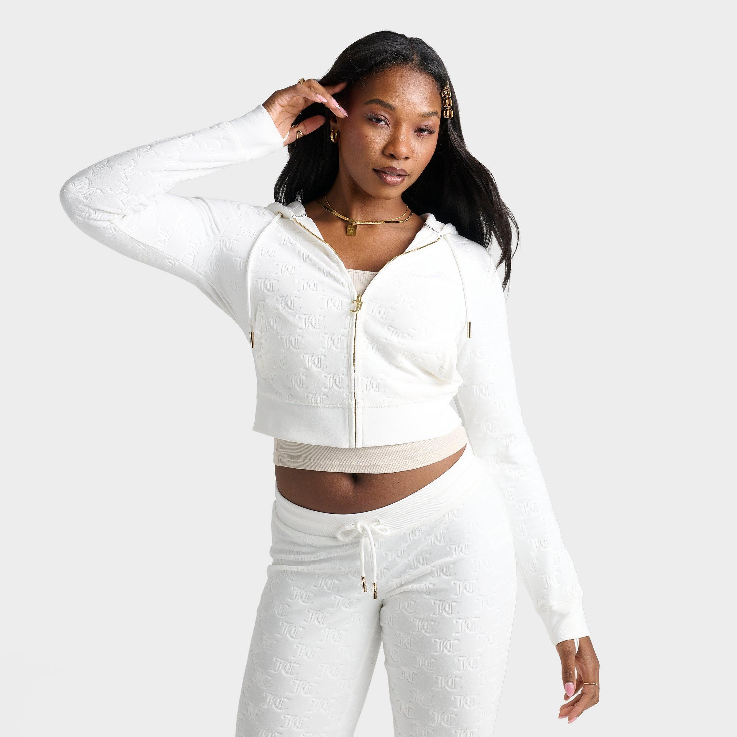 Women's Juicy Couture Big Bling Embossed Velour Full-Zip Hoodie