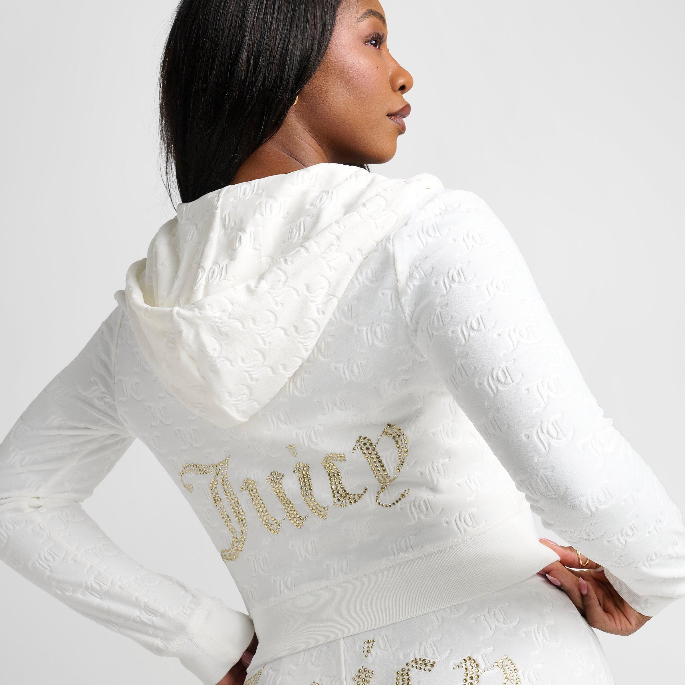 Women's Juicy Couture Big Bling Embossed Velour Full-Zip Hoodie