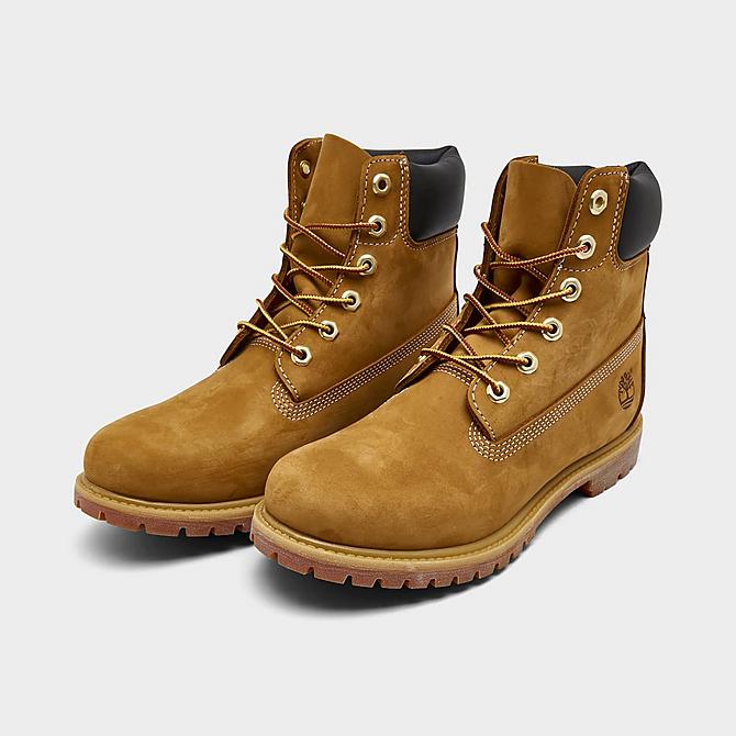 Three Quarter view of Men's Timberland 6 Inch Premium Waterproof Boots in Wheat Click to zoom