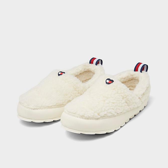 Three Quarter view of Girls Big Kids' Tommy Hilfiger Sonny Slippers in Off White Click to zoom