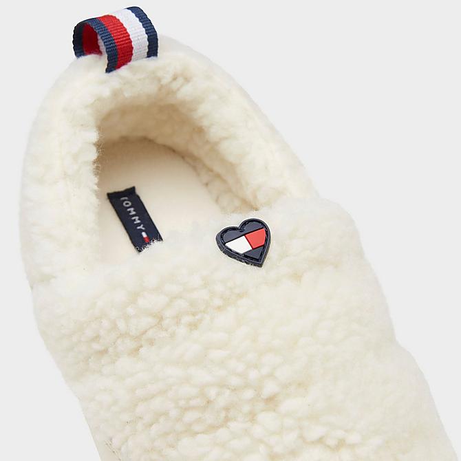 Front view of Girls Big Kids' Tommy Hilfiger Sonny Slippers in Off White Click to zoom