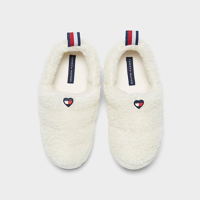 Back view of Girls Big Kids' Tommy Hilfiger Sonny Slippers in Off White Click to zoom
