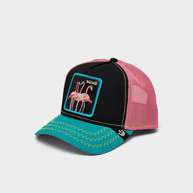 Right view of Goorin Bros. Flamingoals Trucker Hat in Black/Pink/Blue Click to zoom