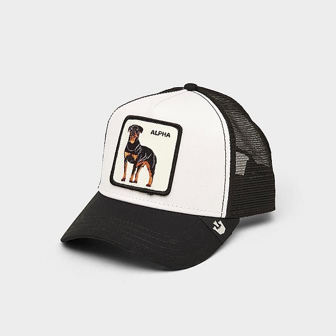Right view of Goorin Bros. Alpha Dog Trucker Hat in White/Black Click to zoom