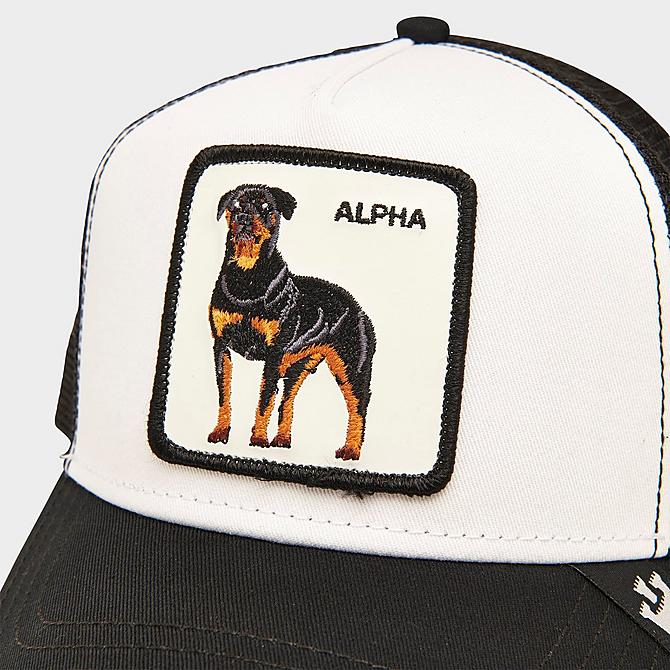Left view of Goorin Bros. Alpha Dog Trucker Hat in White/Black Click to zoom