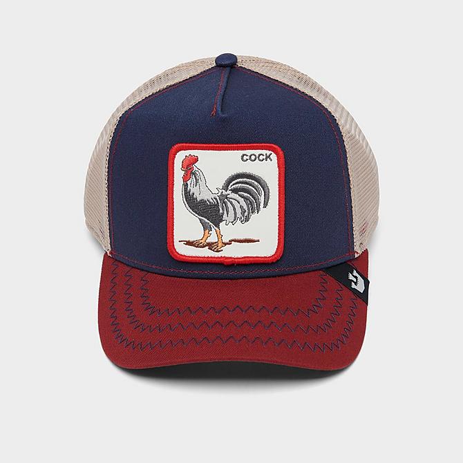 Three Quarter view of Goorin Bros. The Cock Trucker Hat in Navy Click to zoom