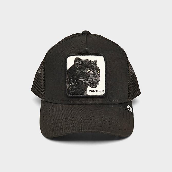Three Quarter view of Goorin Bros. The Panther Trucker Hat in Black Click to zoom