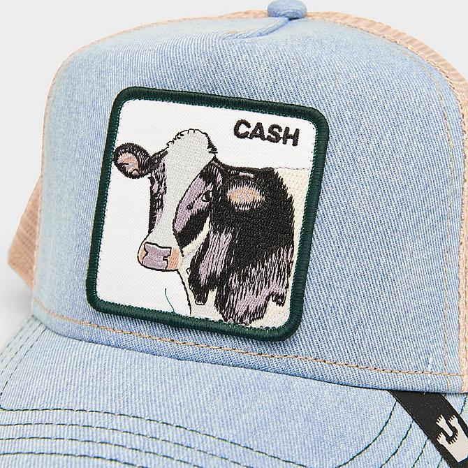 Left view of Goorin Bros. The Cash Cow Trucker Hat in Blue Click to zoom
