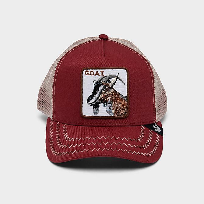 Three Quarter view of Goorin Bros. The GOAT Trucker Hat in Red Click to zoom