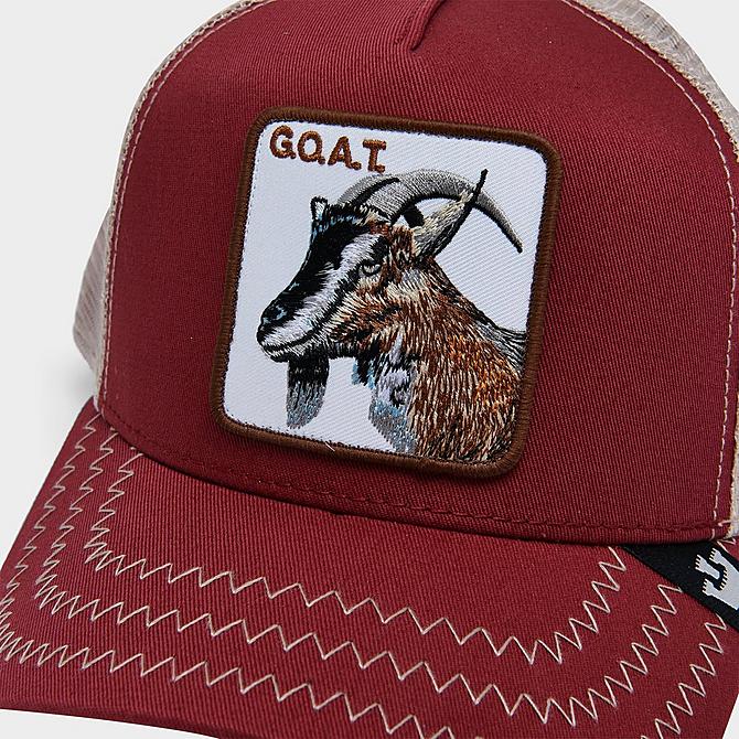 Left view of Goorin Bros. The GOAT Trucker Hat in Red Click to zoom