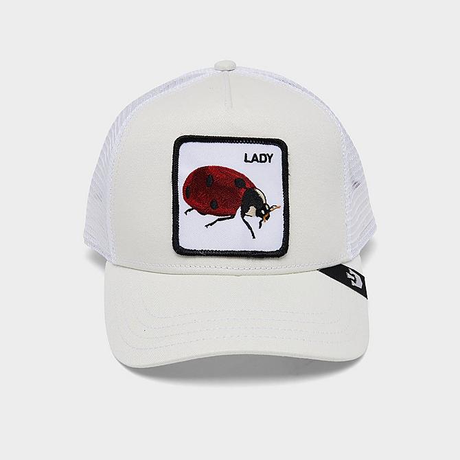 Three Quarter view of Goorin Bros. The Ladybug Trucker Hat in Ivory Click to zoom