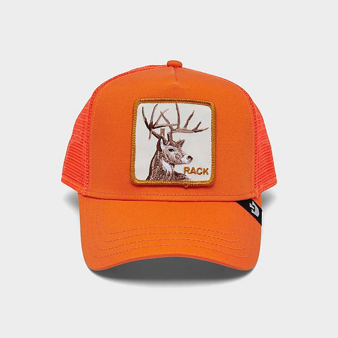Three Quarter view of Goorin Bros. The Deer Rack Trucker Hat in Orange Click to zoom