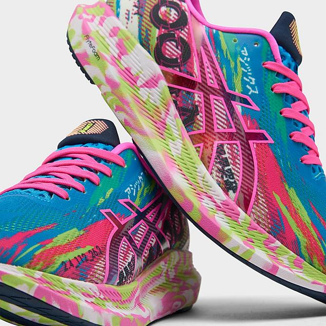 Front view of Women's Asics Noosa Tri 13 Running Shoes in Digital Aqua/Hot Pink Click to zoom